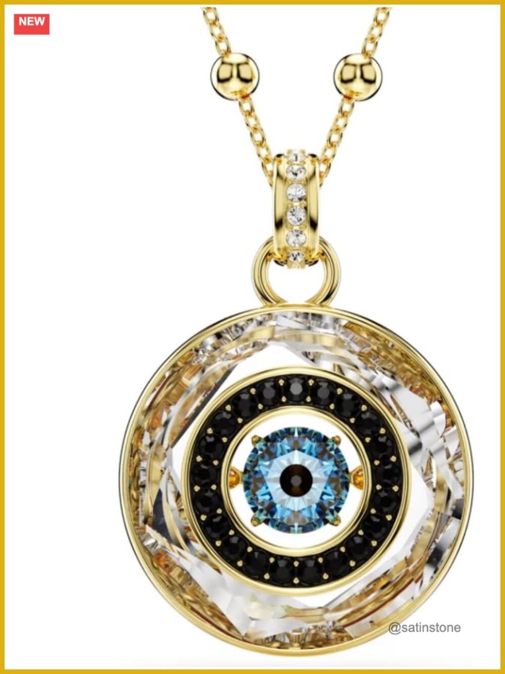 Evil Eye Pendant Necklace Gold-tone Plated Medium Multicolored